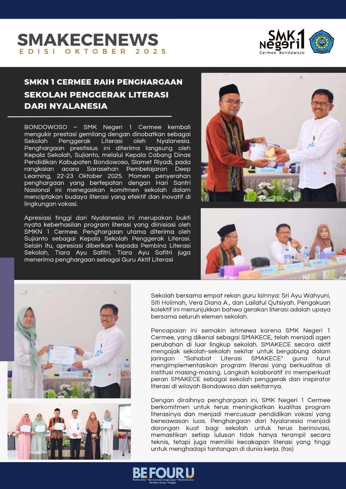 SMK NEGERI 1 CERMEE RAIH PENGHARGAAN SEKOLAH PENGGERAK LITERASI  DARI NYALANESIA